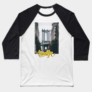 Brooklyn bridge / Typography (Cursive) Baseball T-Shirt